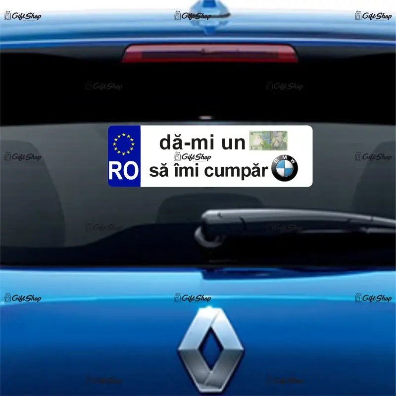 Da-mi un leu sa imi cumpar bmw, indicator masina, dimensiune 500x100 mm